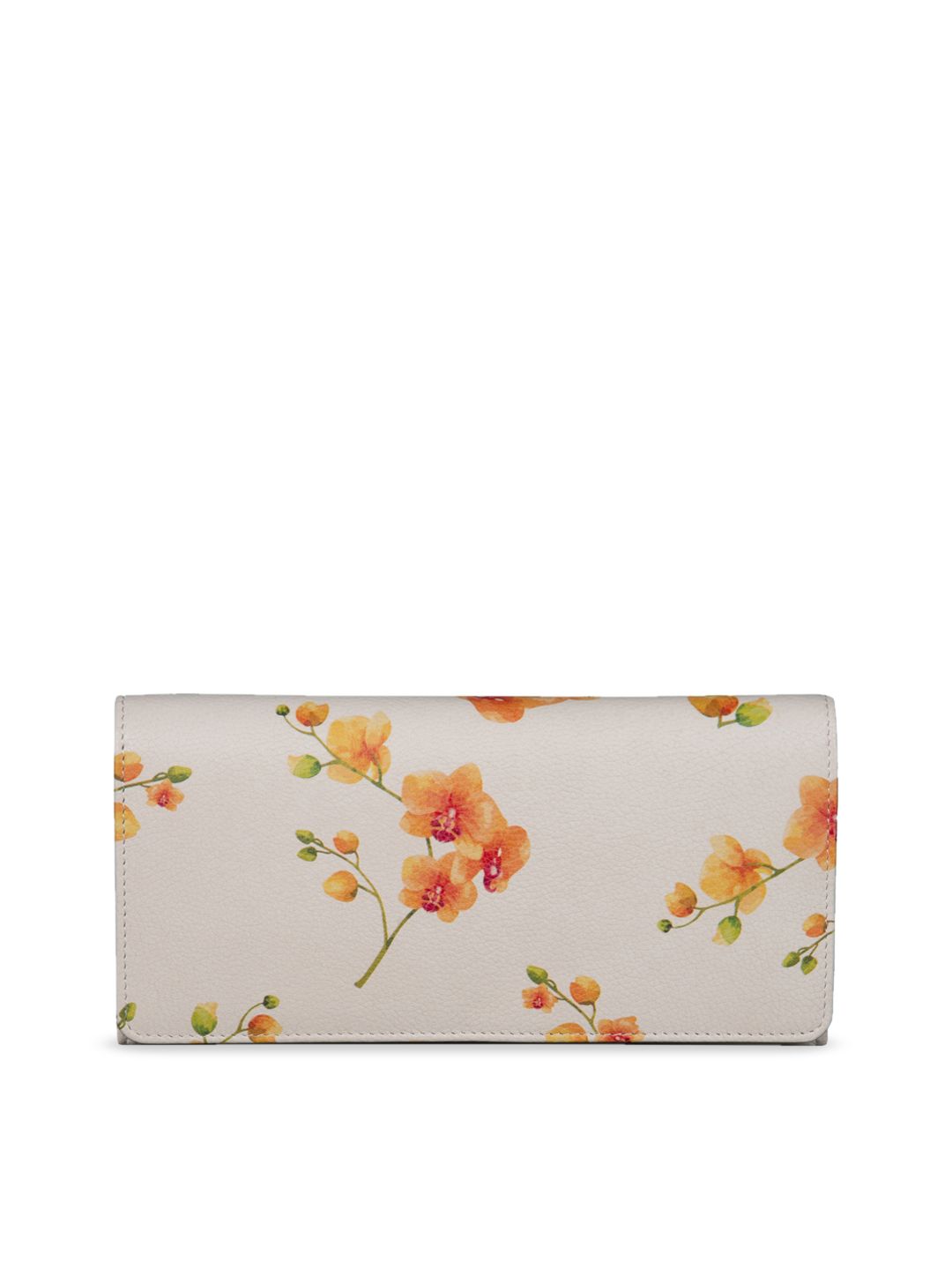MAI SOLI Women Beige & Yellow Printed Leather Envelope Wallet Price in India