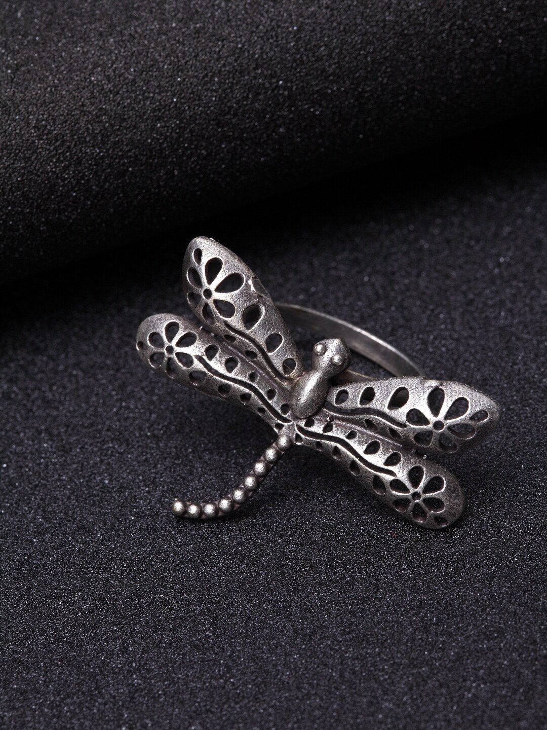 PANASH Oxidised Silver-Plated Adjustable Finger Ring Price in India