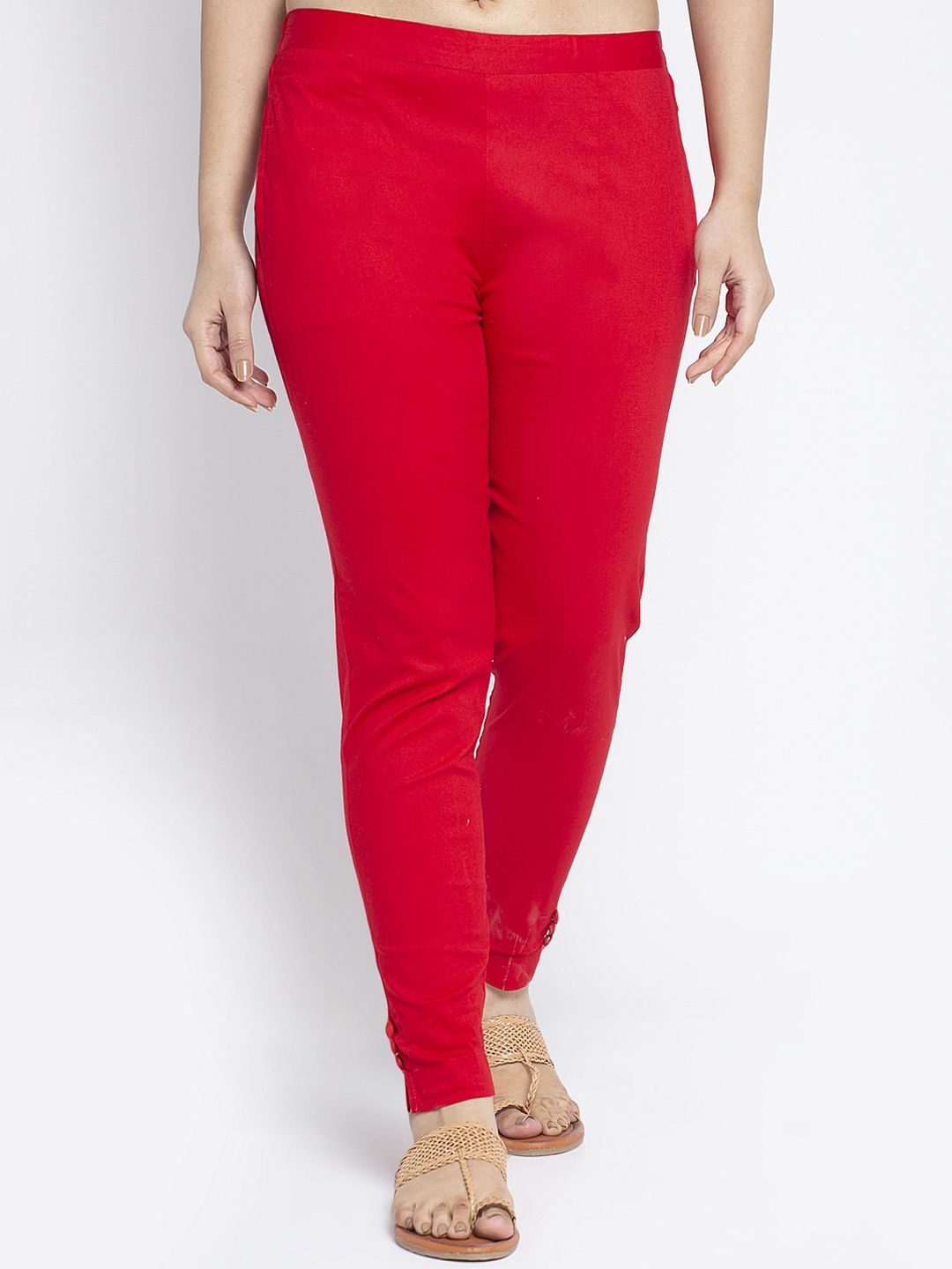 GRACIT Women Red Slim Fit Solid Regular Trousers