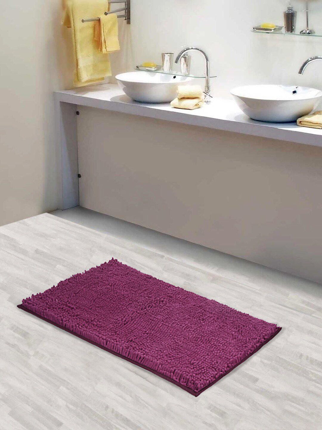 Lushomes Purple Solid 1200 GSM High-Pile Bath Mat Price in India