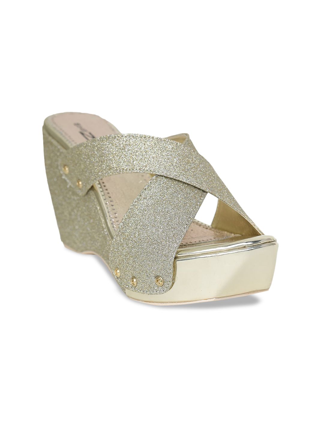 Shezone Women Gold-Toned Embellished Mules Price in India