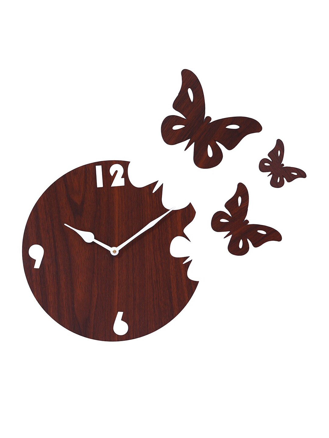 ROMEE Brown Round Textured 27 cm Analogue Wall Clock Price in India