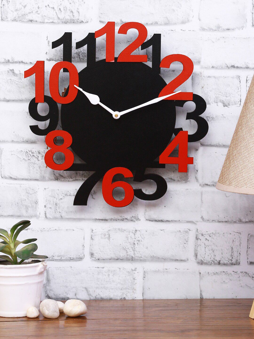 ROMEE Black & Red Round Solid 30 cm Analogue Wall Clock Price in India