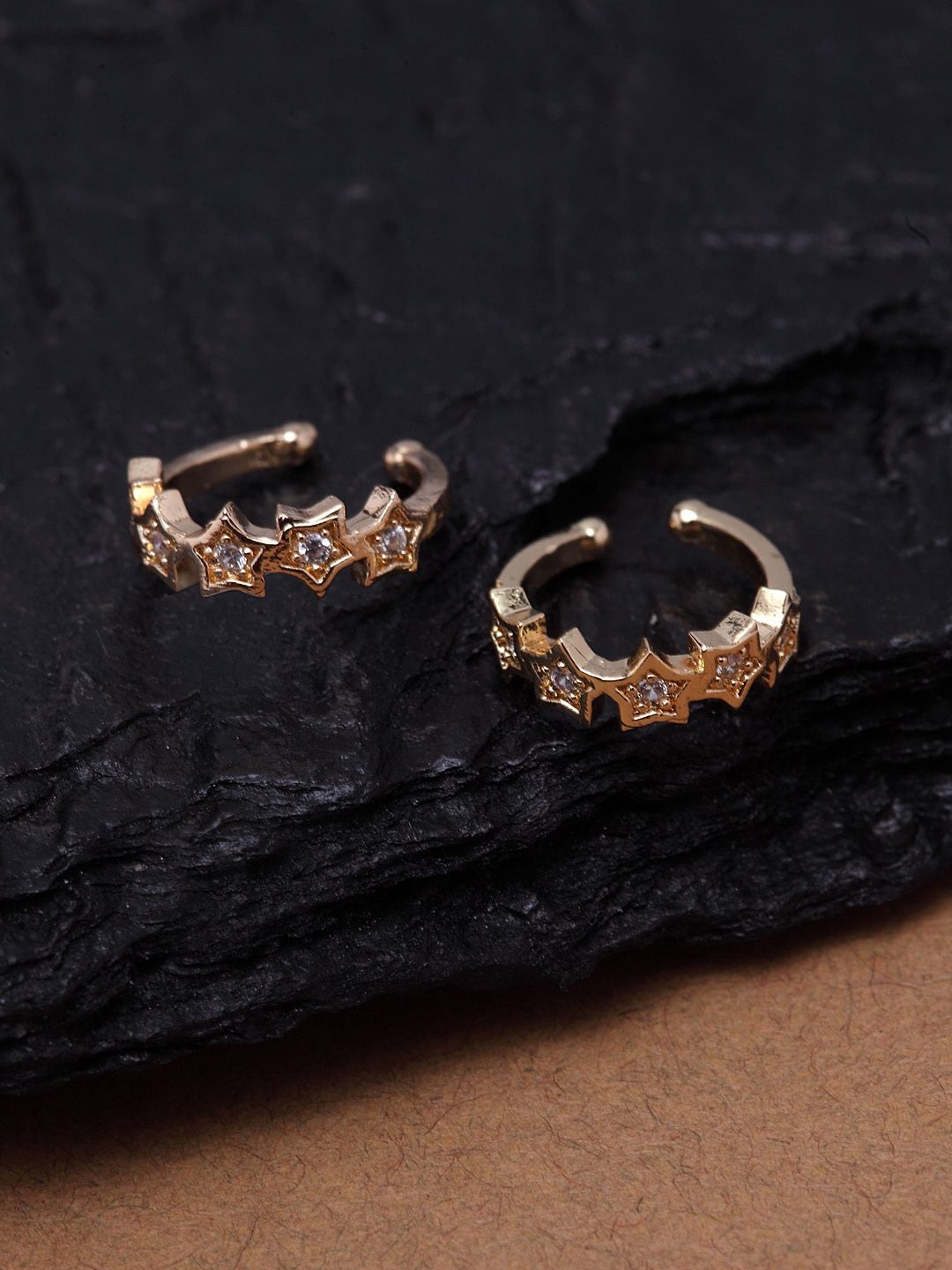 Ferosh Gold-Toned Contemporary Half Hoop Earrings Price in India