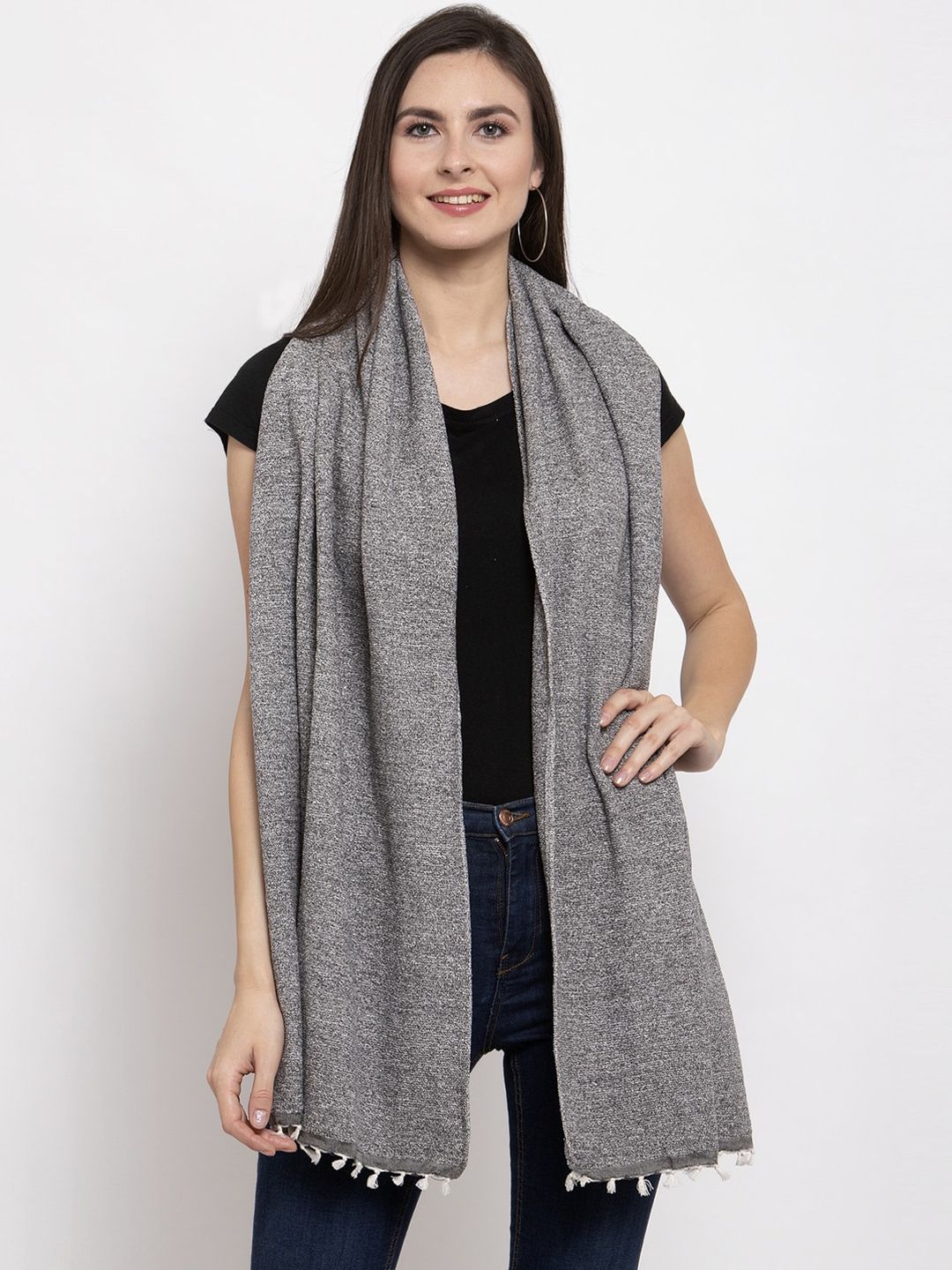 KLOTTHE Women Grey Solid Stole Price in India