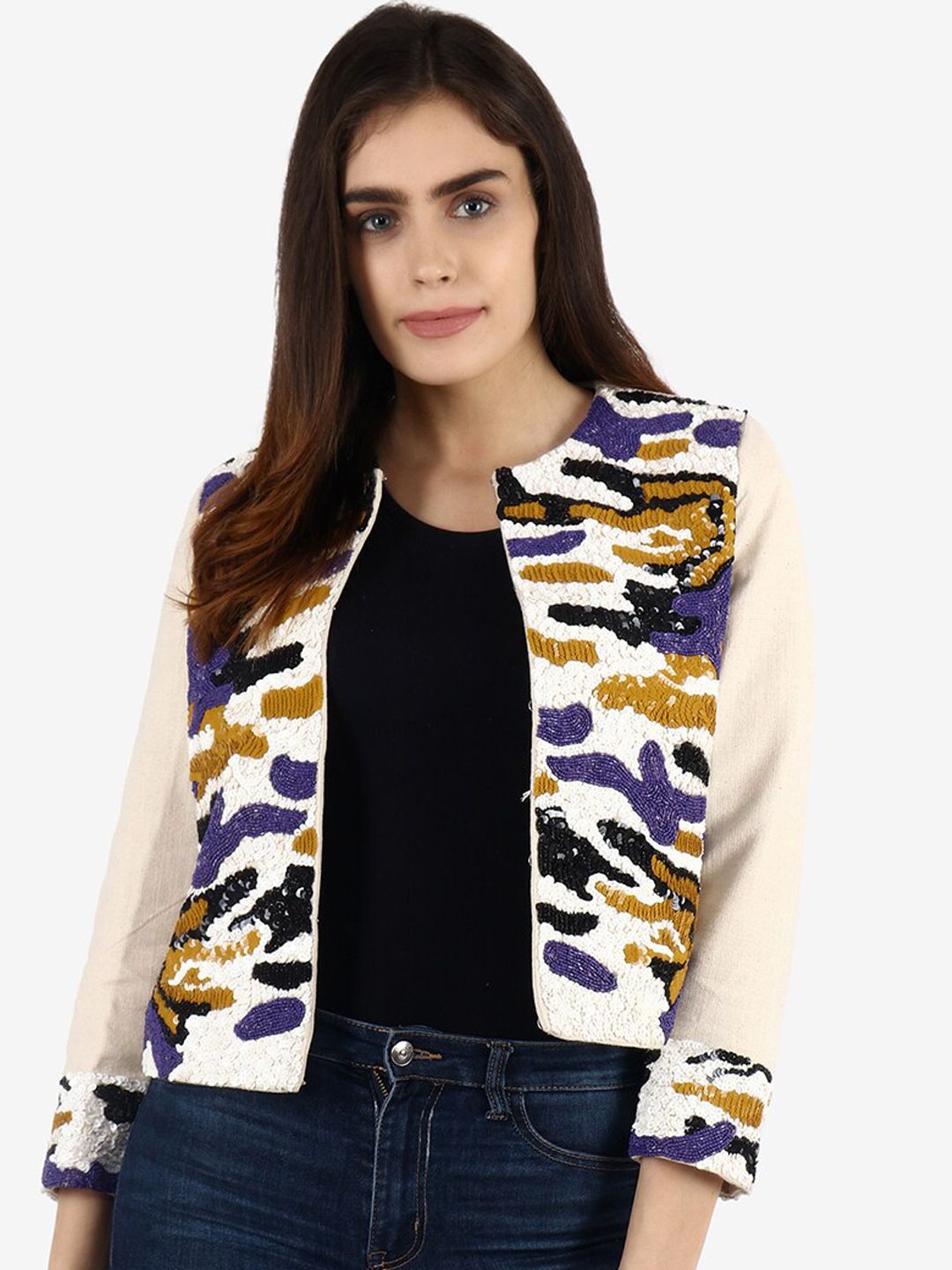 Diwaah Women Multicoloured Embellished Tailored Jacket Price in India