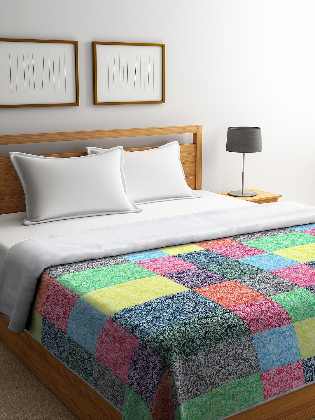 REME Multicoloured Ethnic Motifs AC Room Organic Cotton 150 GSM Double Bed Quilt Price in India