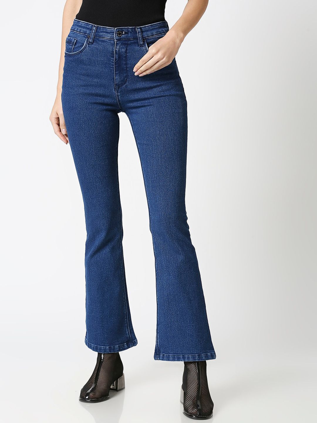 High Star Women Blue Bootcut Stretchable Jeans Price in India