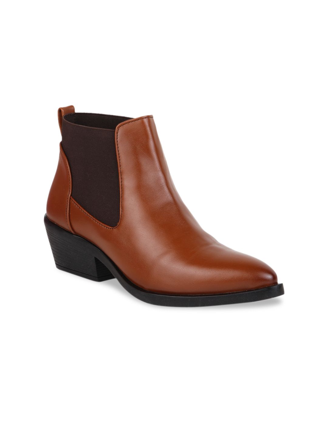 Rocia Women Tan Solid Heeled Boots Price in India
