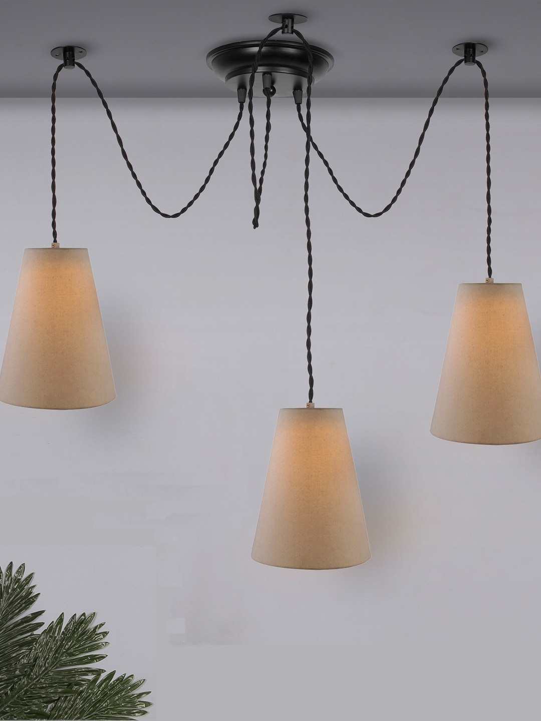 Homesake Black & Beige Solid Conical Cluster Light Price in India