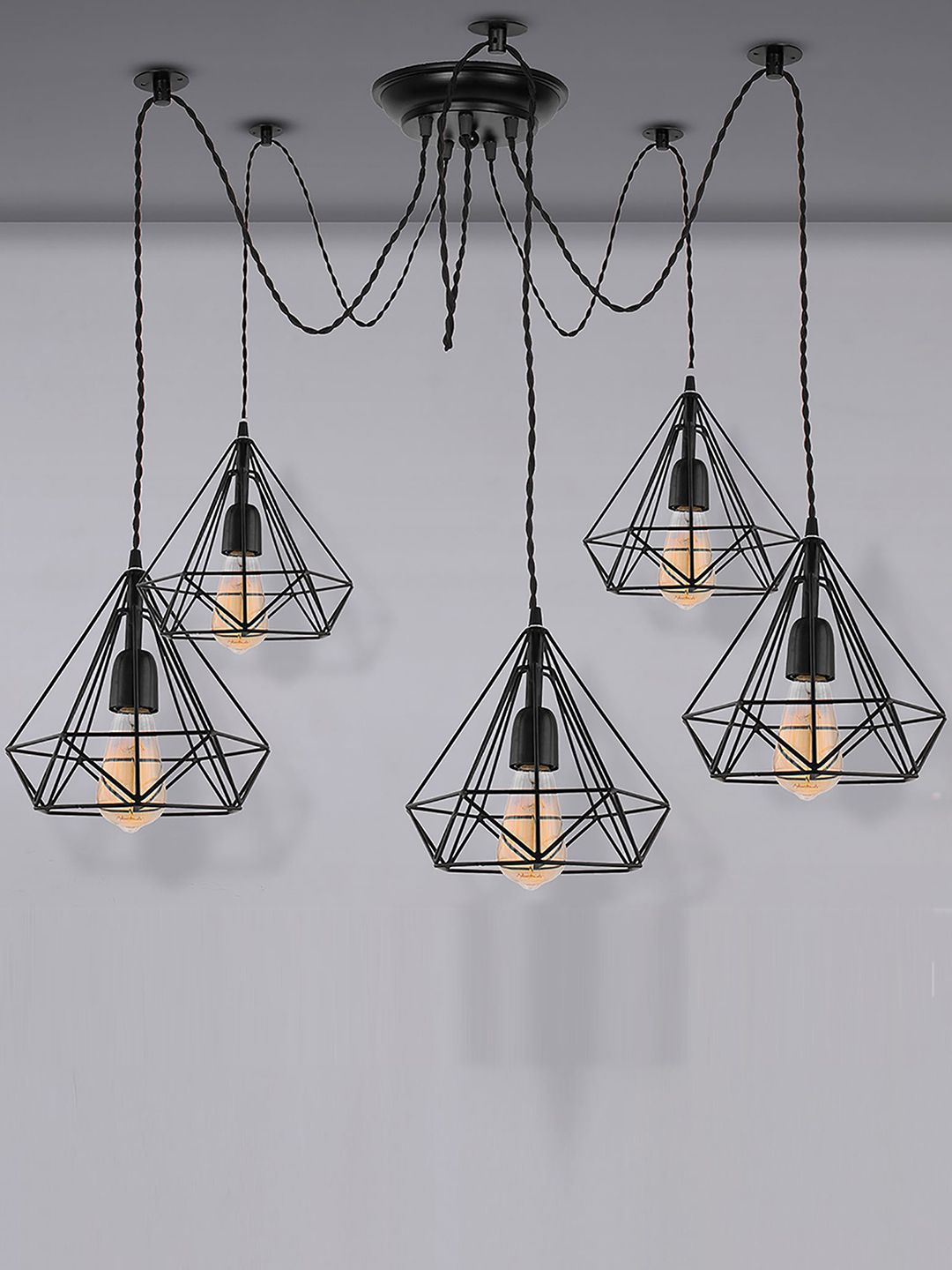Homesake Black & Orange Self Design Contemporary Cluster Light Price in India