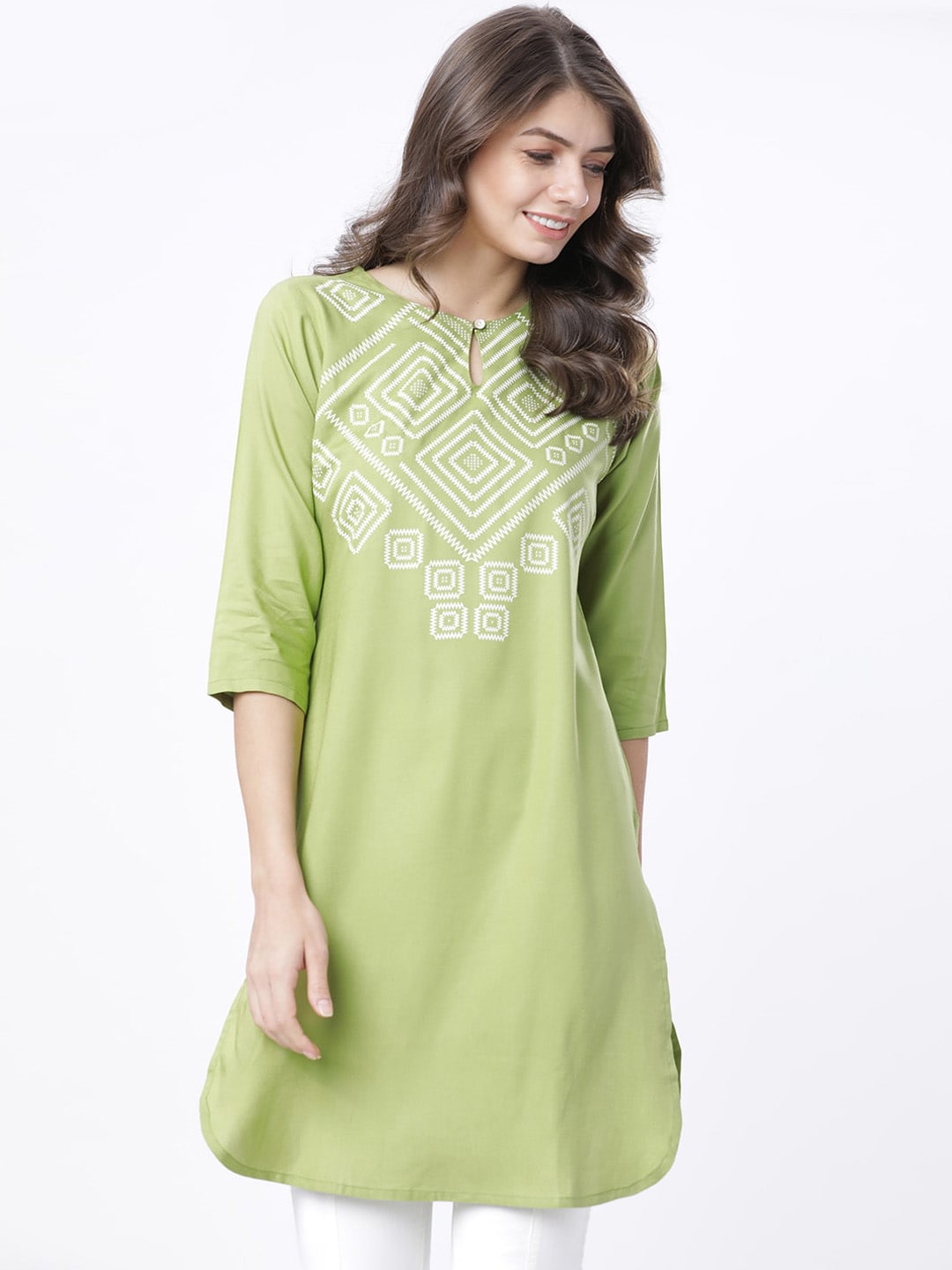 Vishudh Women Green Embroidered Tunics Price in India
