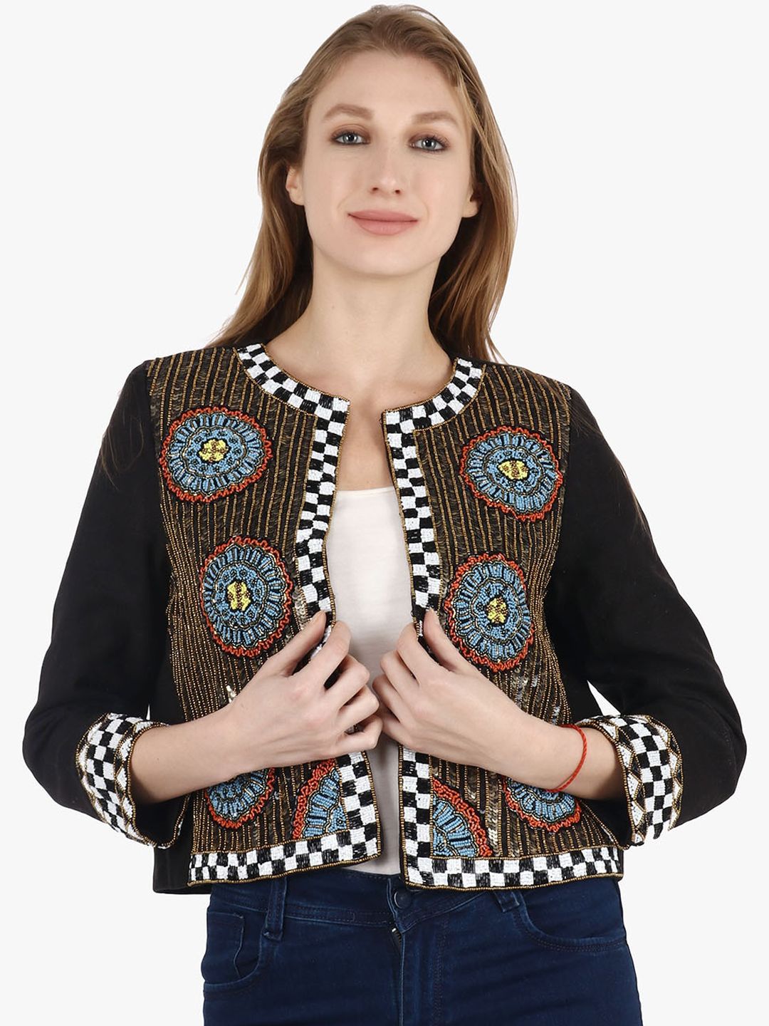 Diwaah Women Multicoloured Embellished Tailored Jacket Price in India