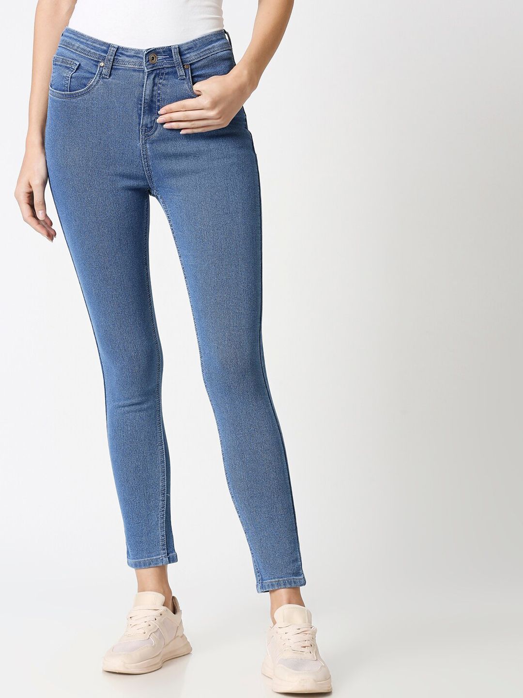 High Star Women Blue Slim Fit High-Rise Clean Look Stretchable Jeans Price in India