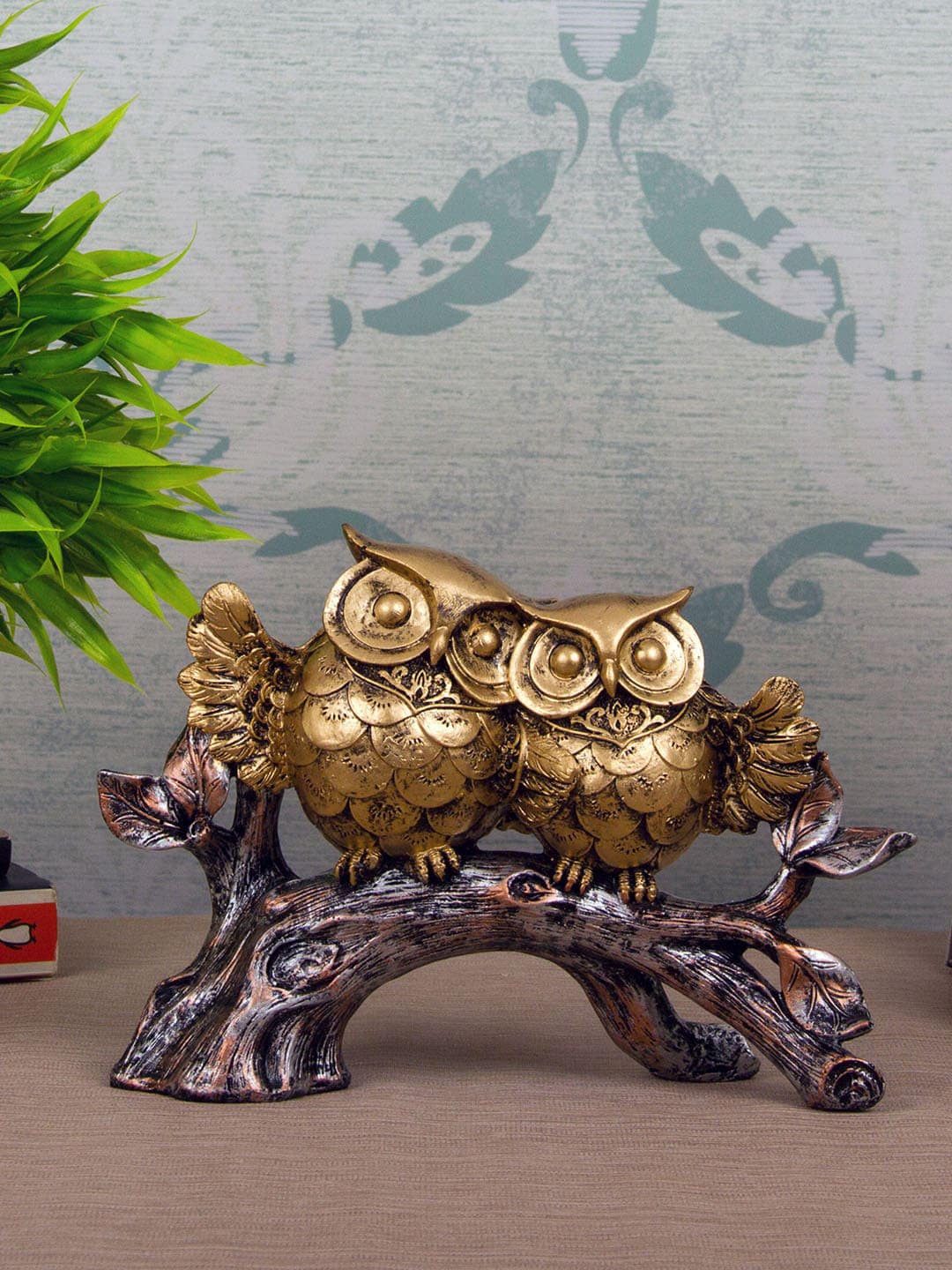 TIED RIBBONS Gold-Toned & Brown Decorative Owl Showpiece Price in India