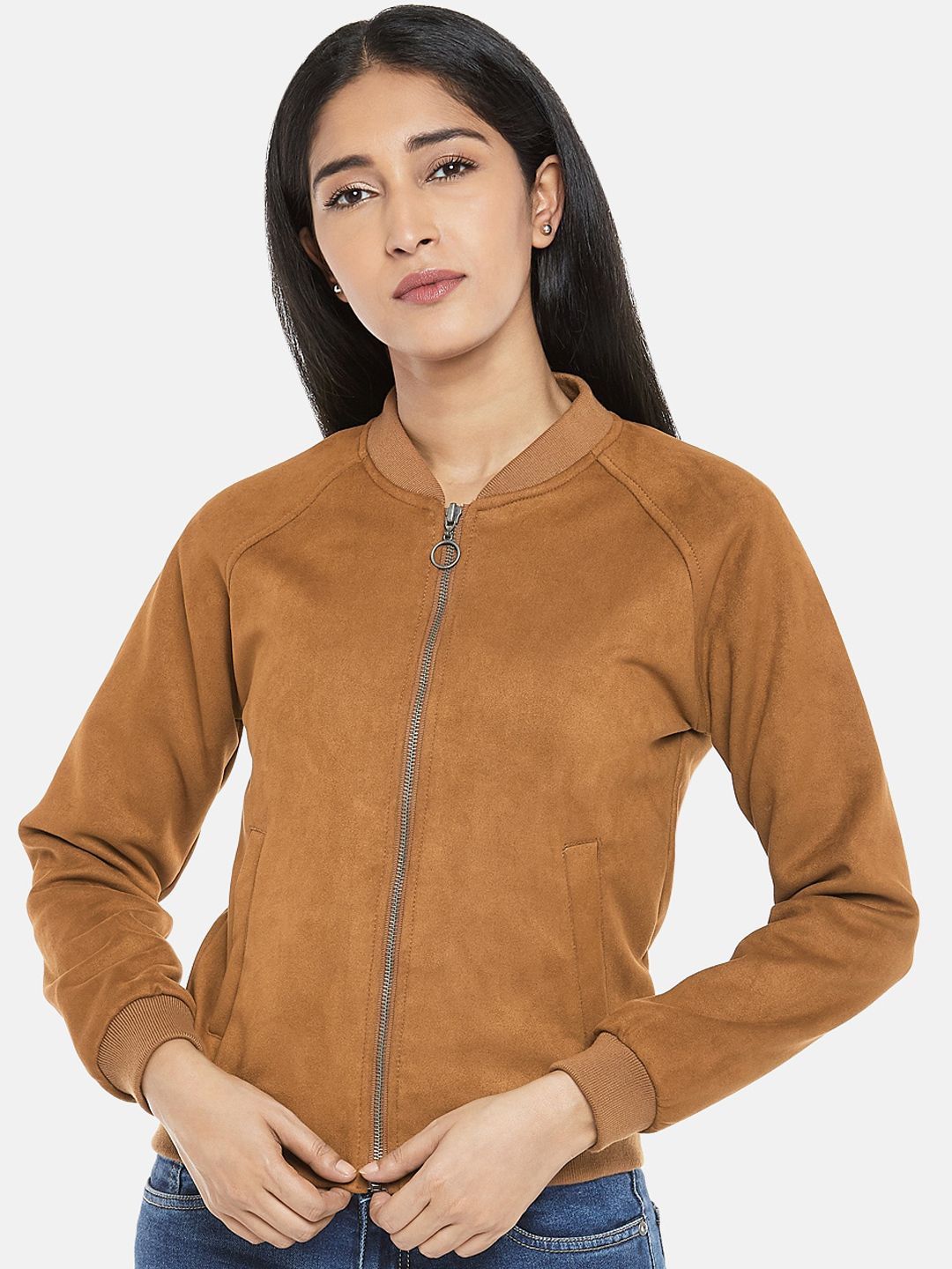 People Women Tan Open Front Jacket Price in India