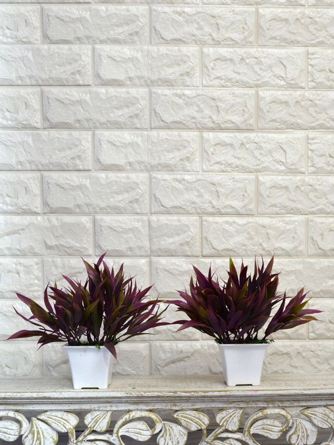 fancy mart Set Of 2 Purple & Green Artificial Bamboo Leaves In Gamla Price in India