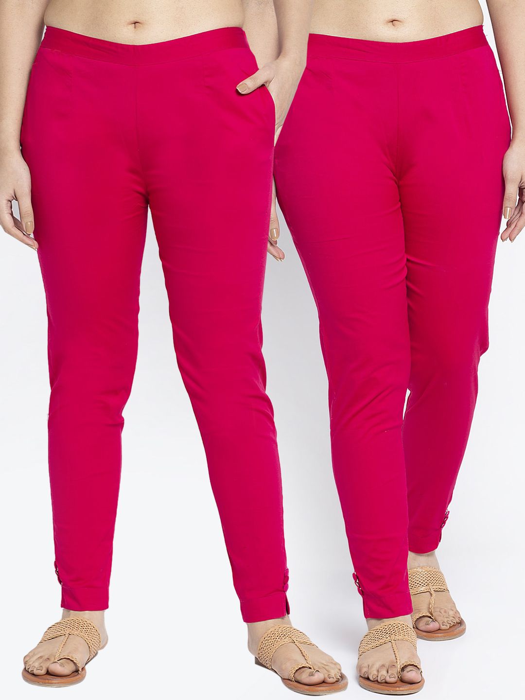 GRACIT Women Pink Slim Fit Solid Regular Trousers