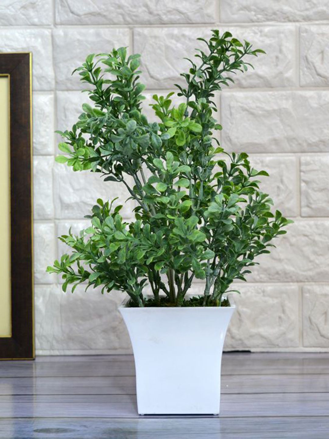 Fancy Mart Green & White Artificial Fenugreek Plant With Pot Price in India