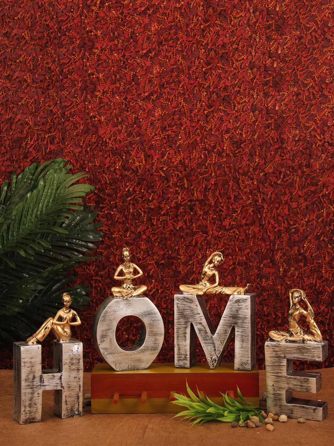 TIED RIBBONS Gold & Silver-Toned Decorative Showpiece Home Sign Symbol With Attached Yoga Lady Price in India