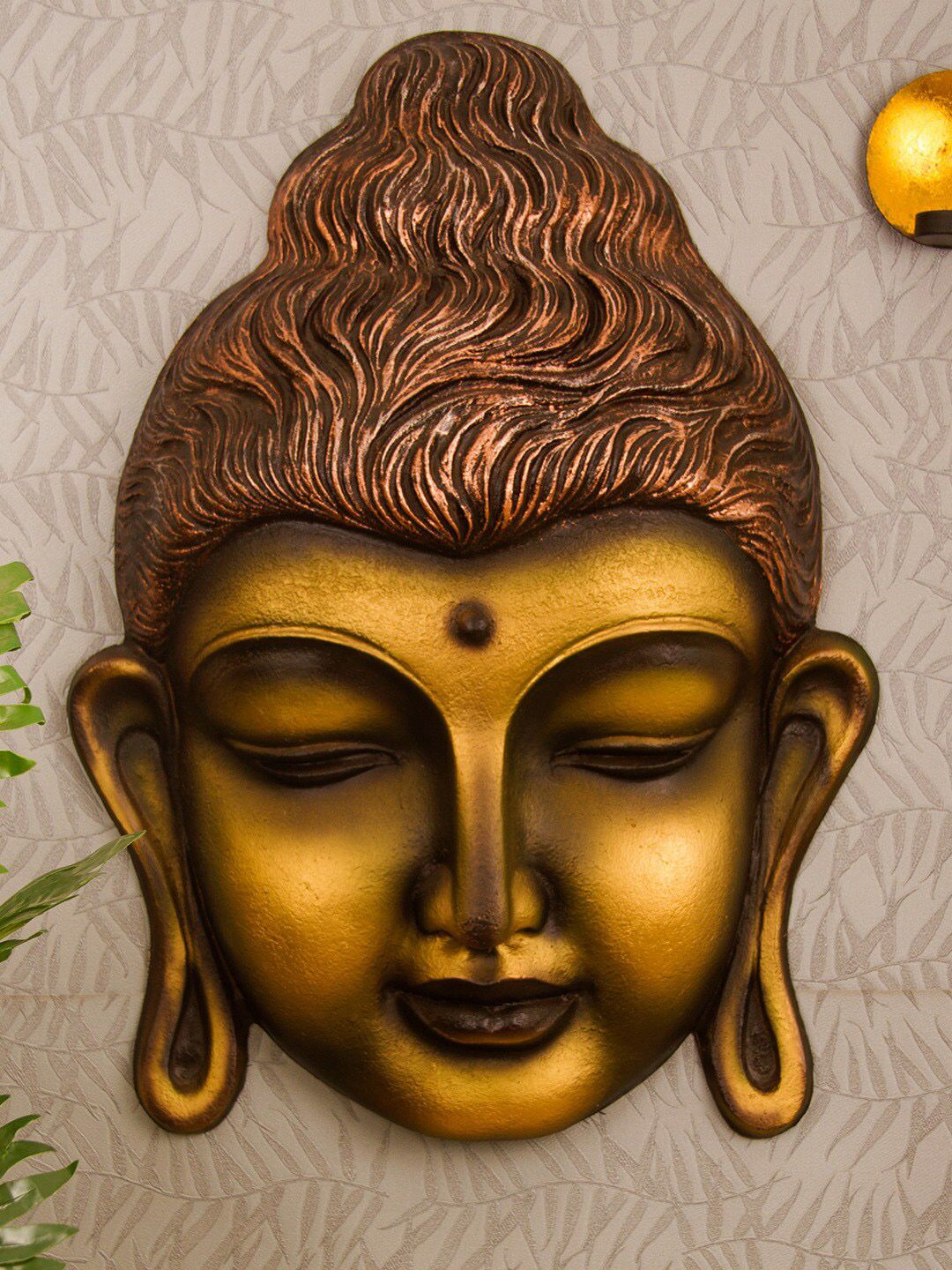 TIED RIBBONS Gold Toned & Copper Toned Lord Gautam Buddha Head Face Showpiece Price in India
