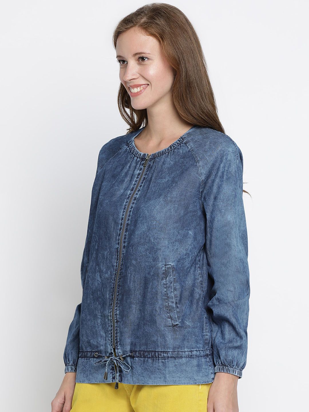 Pepe Jeans Women Navy Blue Solid Denim Jacket Price in India