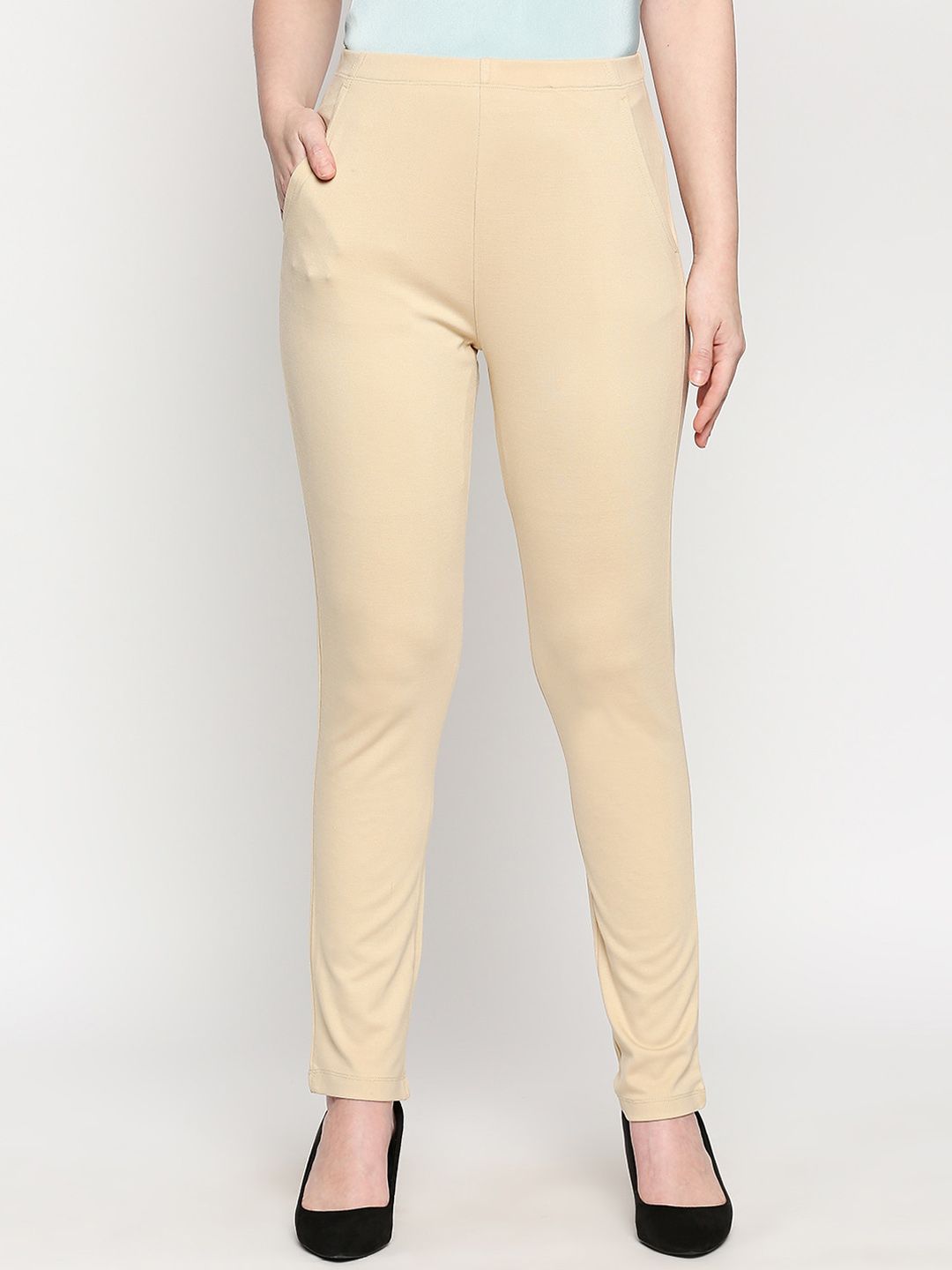 inocenCia Women Beige Solid Lounge Pants Price in India