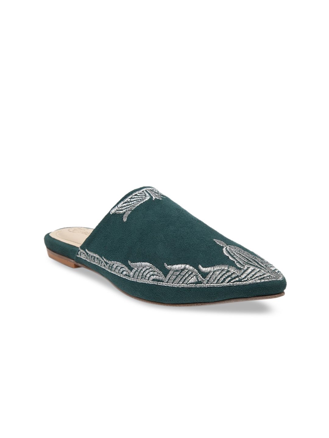 BEAVER Women Green Printed Suede Mules