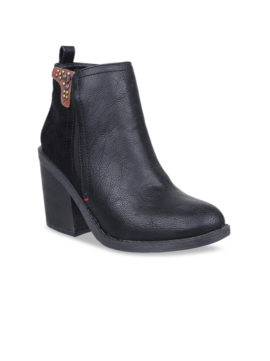 ELLE Women Black Solid Heeled Boots Price in India