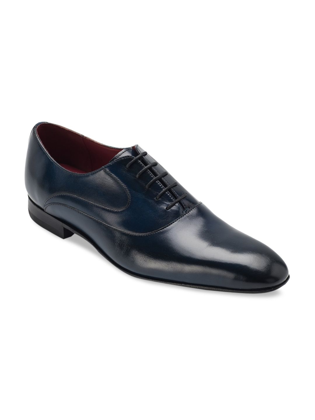 Heel & Buckle London Men Blue Solid Leather Formal Oxfords Shoes