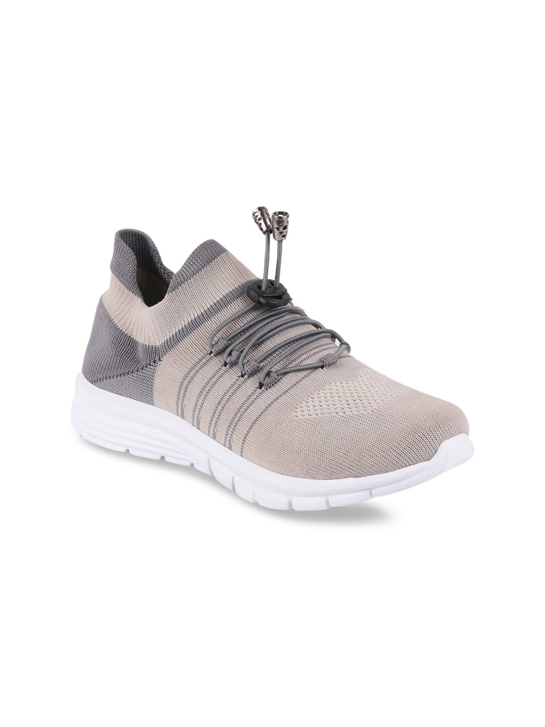 FAUSTO Women Cream-Coloured & Grey Running Shoes Price in India