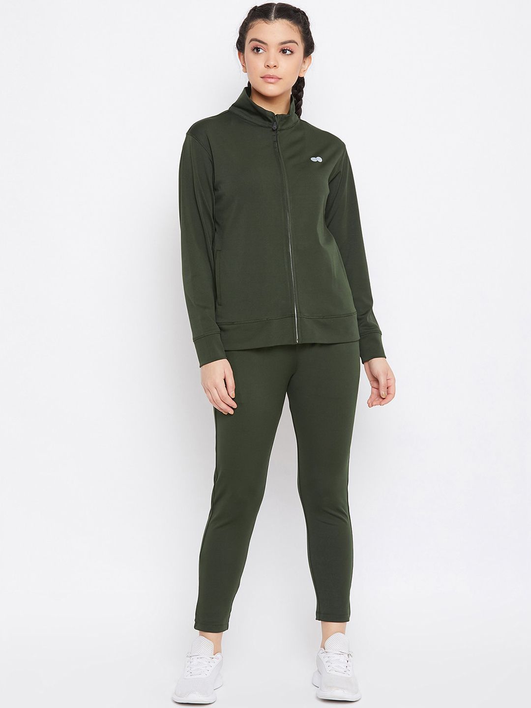 Clovia Women Green Solid Tracksuit Price in India
