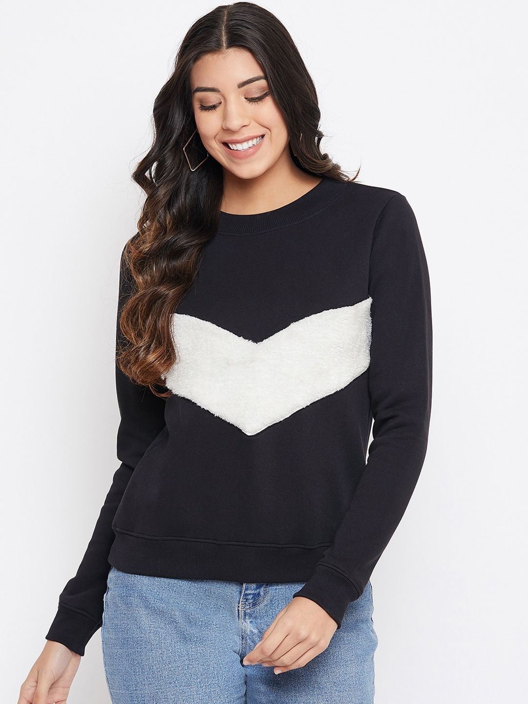 Nun Women Black Colourblocked Sweatshirt Price in India