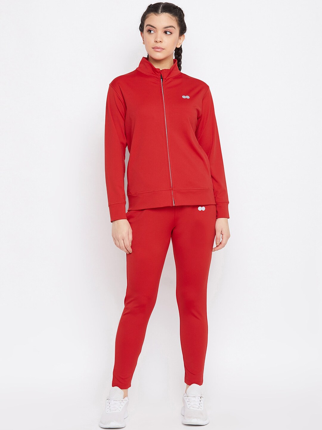 Clovia Women Red Solid Tracksuit Price in India