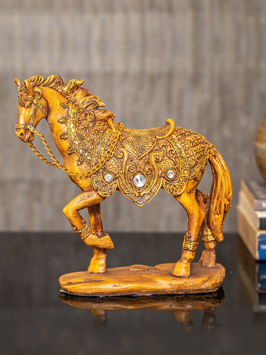TIED RIBBONS Gold-Toned Horse Showpiece Price in India
