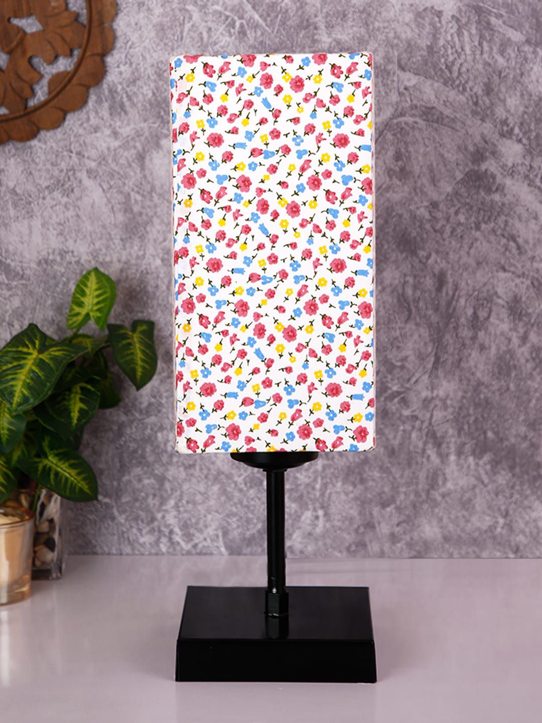 Devansh White & Red Printed Buffet Table Lamp Price in India