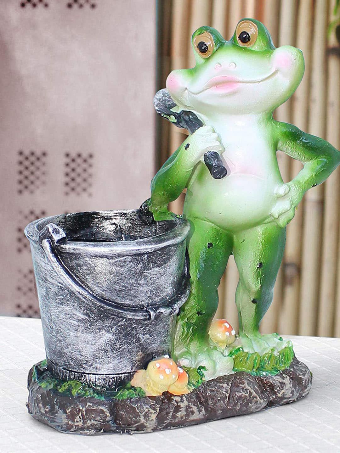 TIED RIBBONS Green & Grey Frog Showpiece Figurine Price in India