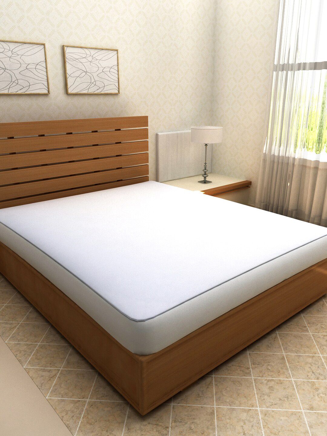 ROMEE White Solid 100% Waterproof and Dustproof King Size Mattress Protector Price in India