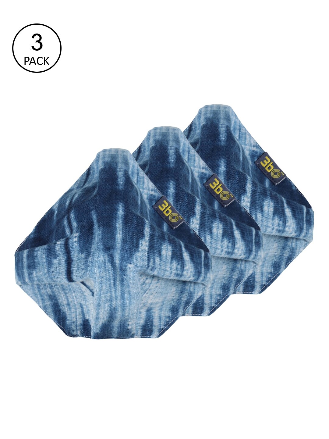 3BO Pack of 3 Blue & White Printed 3-Ply 3BO Deltoid Anti Pollution Reusable Face Masks Price in India
