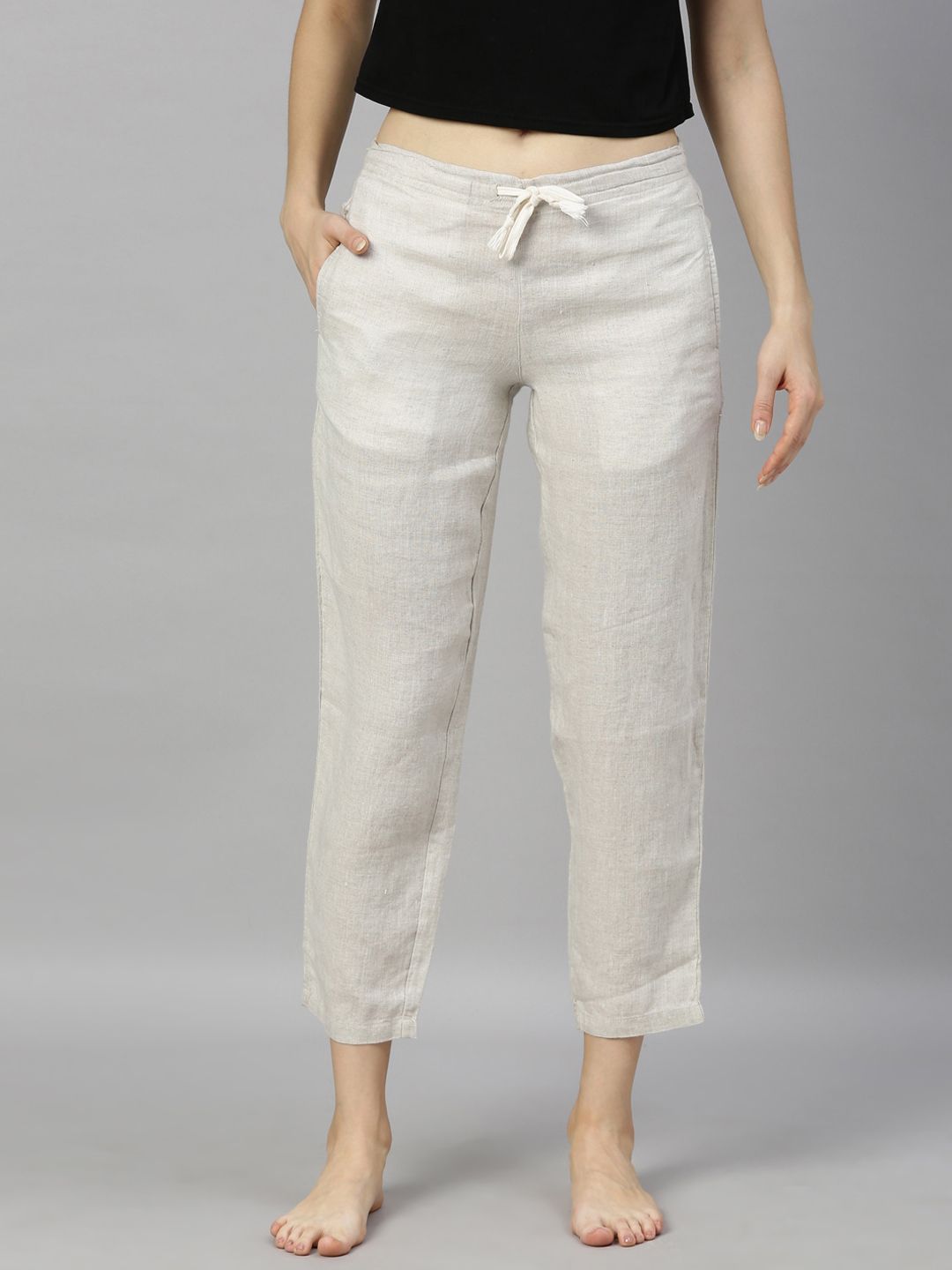 Ecentric Women Off-White Eco-Friendly Hemp Sustainable Lounge Pants Price in India