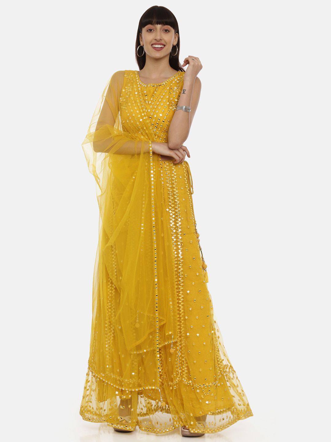 Neerus Yellow Ready to Wear Lehenga & Blouse with Dupatta Price in India