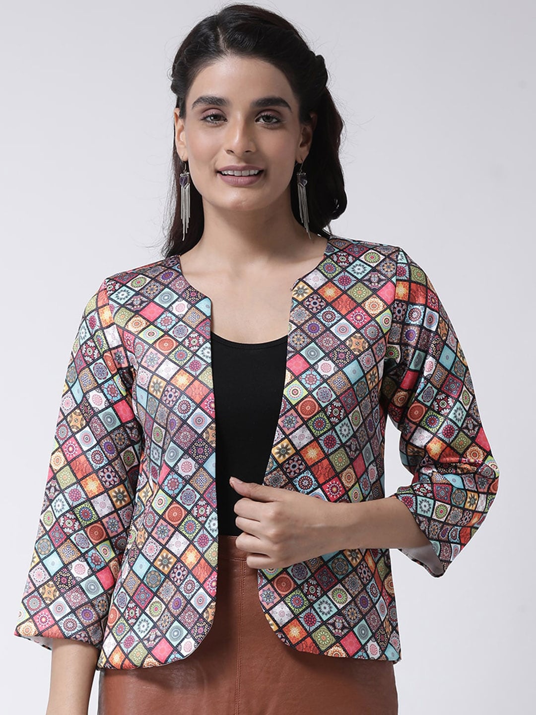 Hangup Women Multicoloured Printed Lightweight Tailored Jacket Price in India