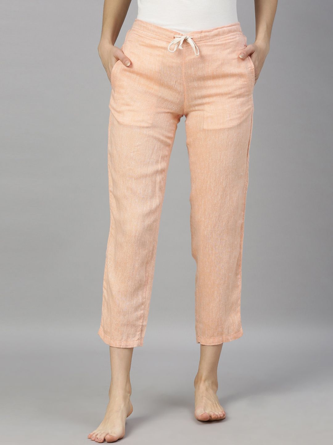 Ecentric Women Peach Coloured Eco-Friendly Hemp Sustainable Lounge Pants Price in India