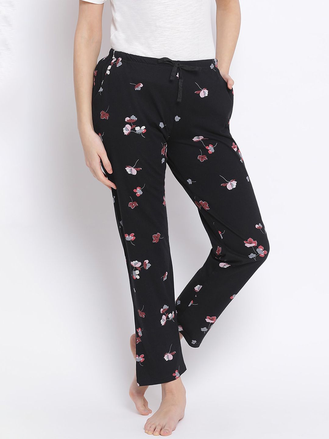 Kanvin Women Black & Grey Printed Lounge Pants Price in India