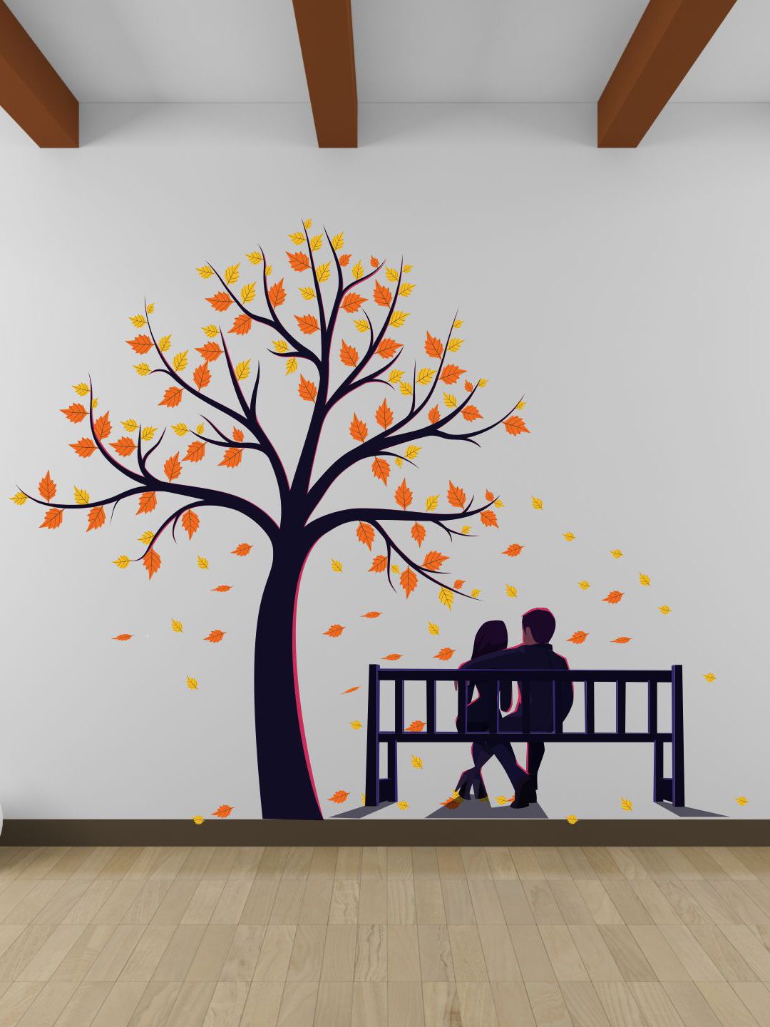 WALLSTICK Black & Orange Printed Wall Sticker Price in India