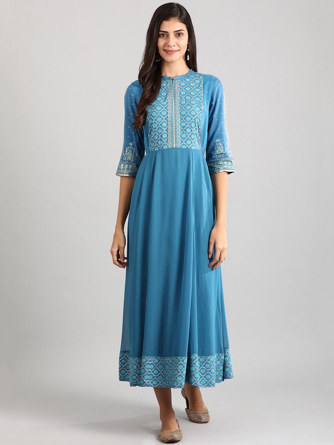 AURELIA Women Blue Printed Maxi Dress Price in India