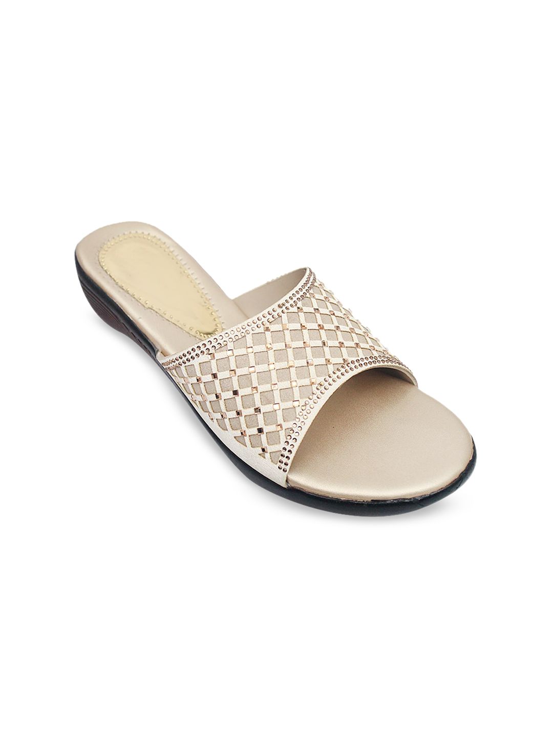 FREECO Women Cream-Coloured Embellished Room Slippers Price in India