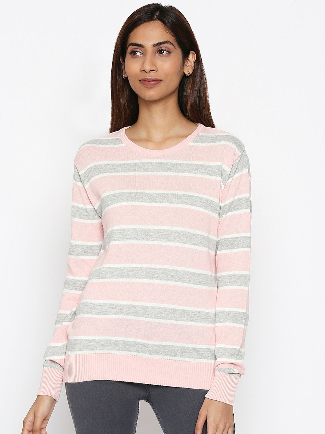 People Women Pink Striped Price in India
