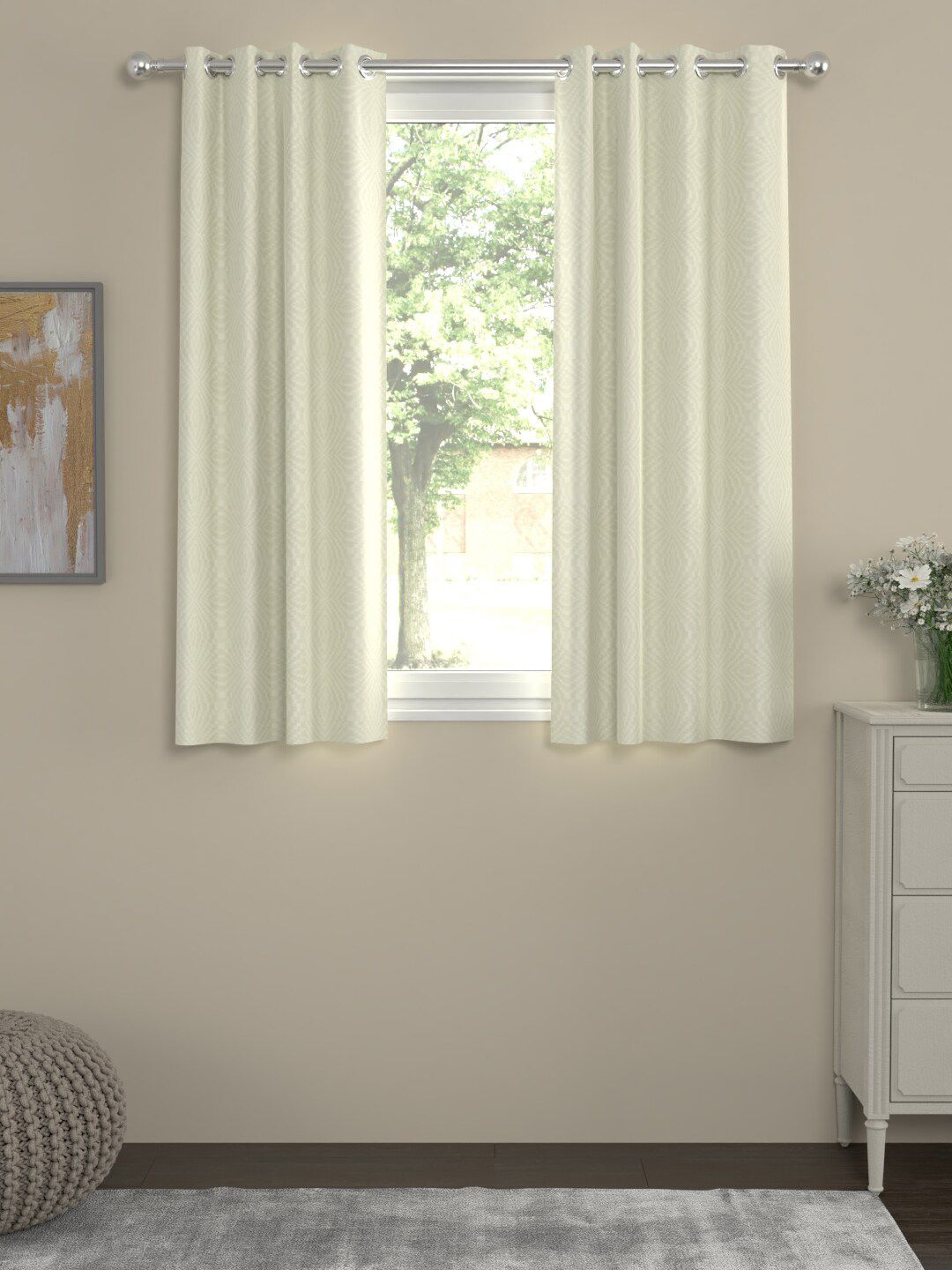 ROSARA HOME Cream-Coloured Set of 2 Window Curtains Price in India