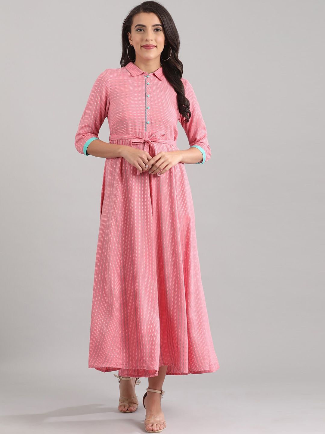 AURELIA Women Pink & White Striped Jumpsuit Price in India